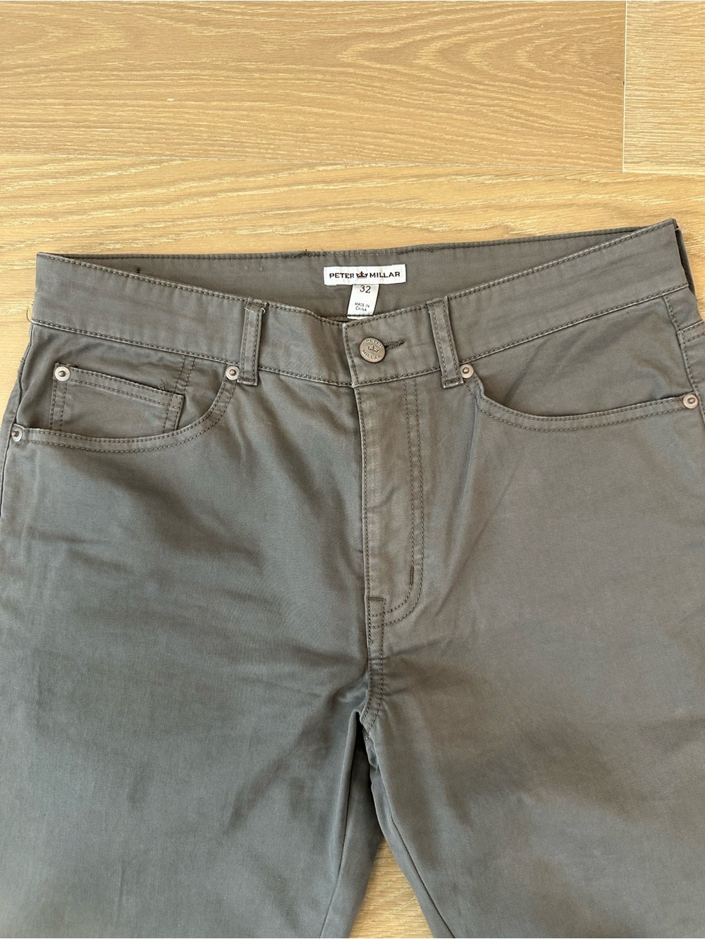 Men’s Peter Millar Khaki Green Pants Size 32 Business Casual Preppy Jeans Stretc - Picture 2 of 4
